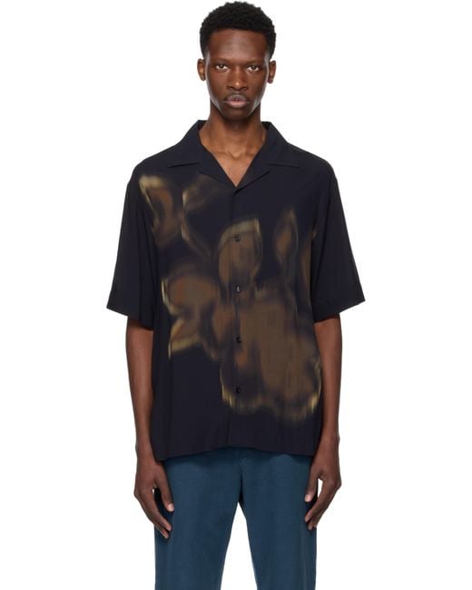 HUGO Black Floral Printed Camp Shirt for men