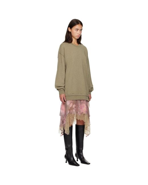 DIESEL Green Khaki & Sweatshirt Minidress