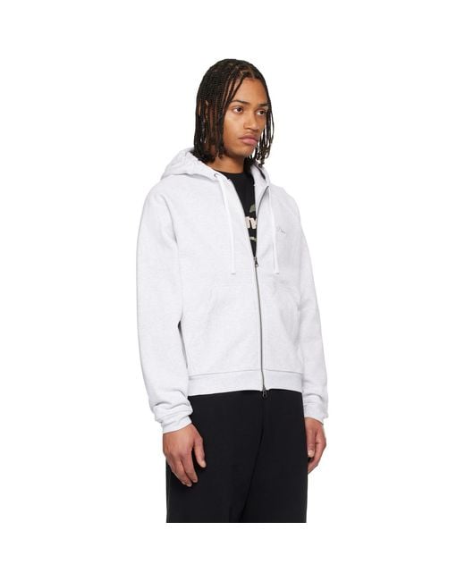 Dime White Cursive Small Logo Zip Hoodie for men