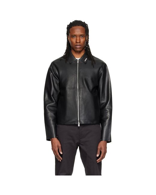 HELIOT EMIL Black Tremor Leather Jacket for men