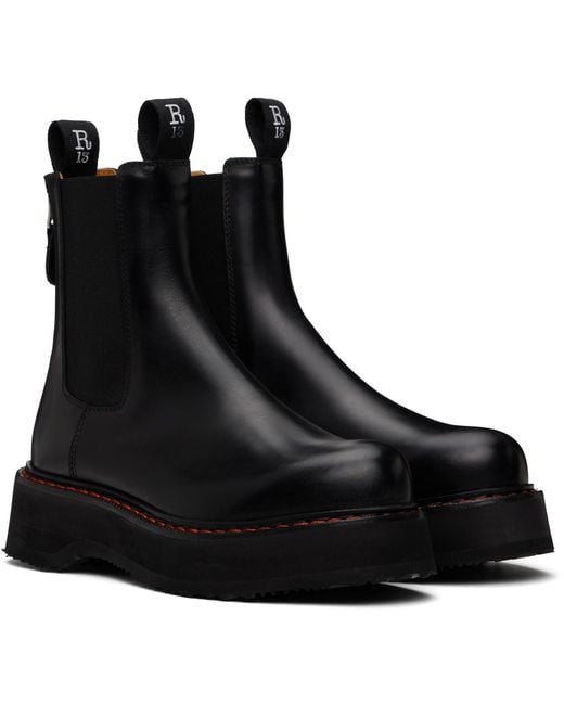 R13 Black Single Stack Chelsea Boots