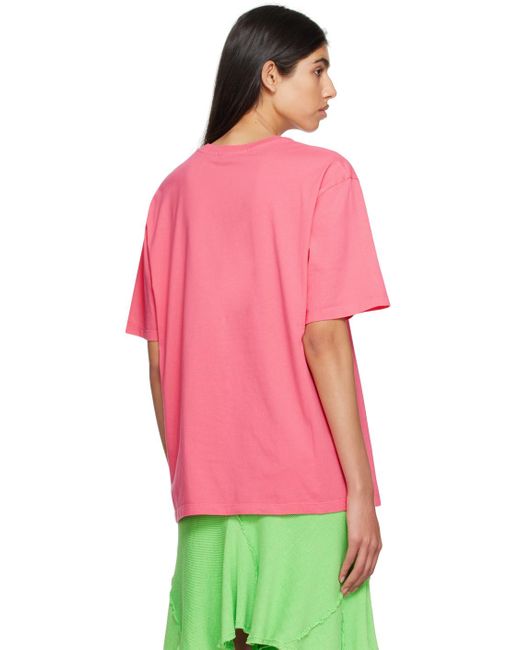MSGM Red Pink College Cat T-shirt