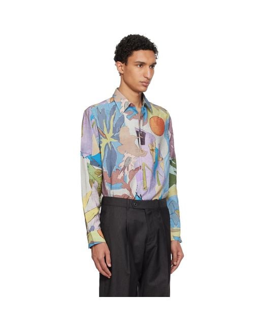 Paul Smith Black 'River Collage' Viscose-Blend Shirt for men