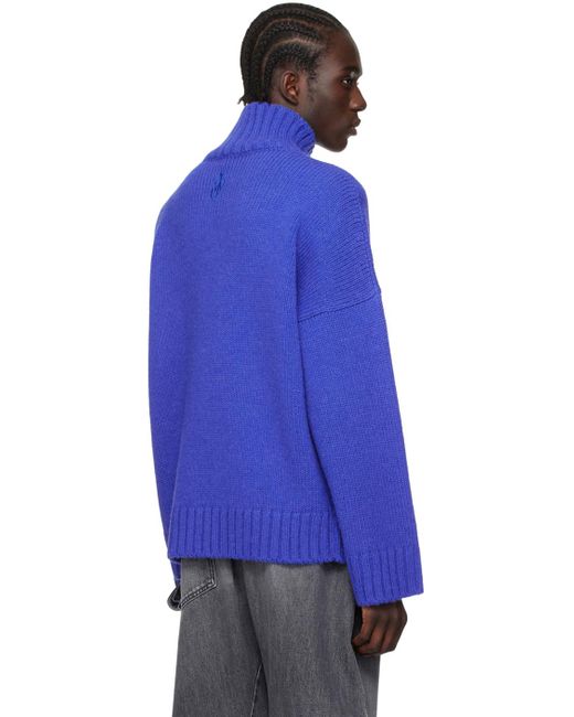 Col roulé bleu à poche en tricot à fil noppé J.W. Anderson pour homme en coloris Blue