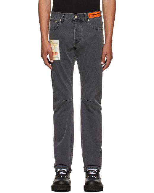 Heron Preston Black Grey Label Jeans for men
