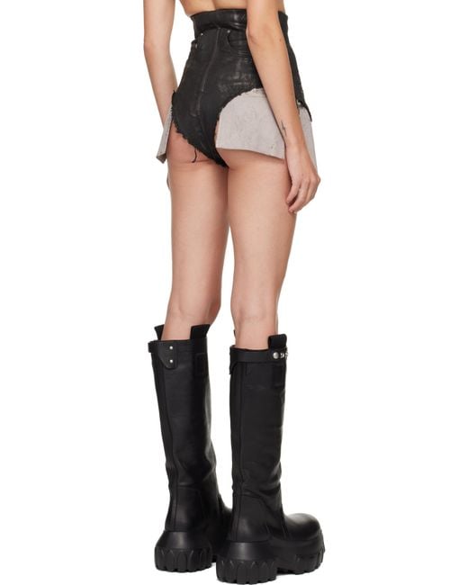 Rick Owens Black Concordians Dirt Cutoffs Denim Shorts