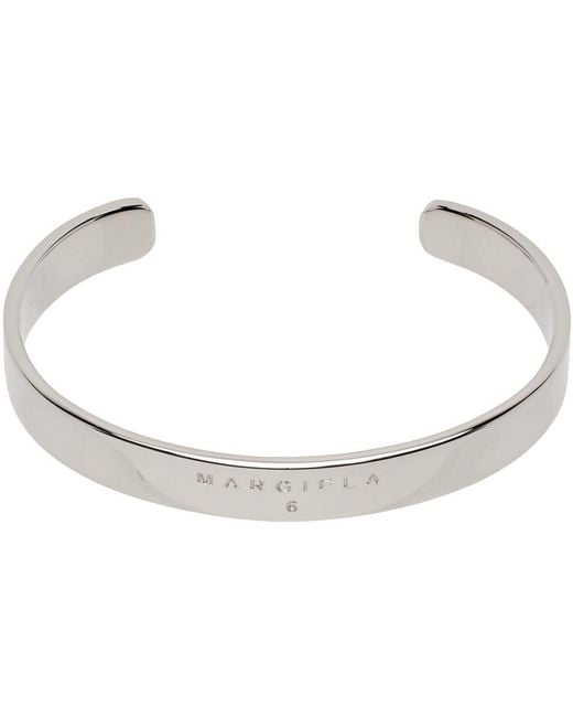 MM6 by Maison Martin Margiela Black Silver Minimal Cut Bracelet for men