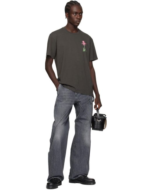 T-shirt gris à images brodées J.W. Anderson pour homme en coloris Black