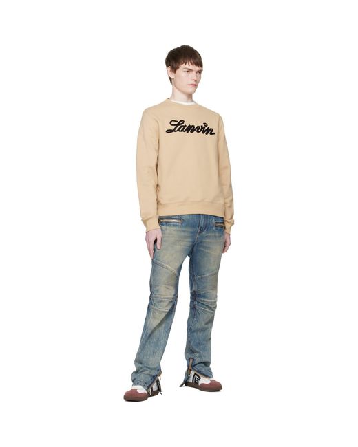 Pull Molletonné Brun Clair À Appliqué À Logo Lanvin pour homme en coloris Blue