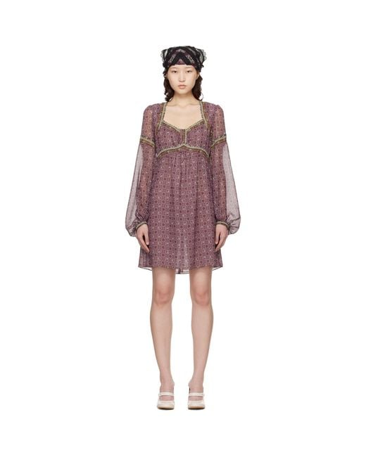Anna Sui Red Puff Sleeve Minidress