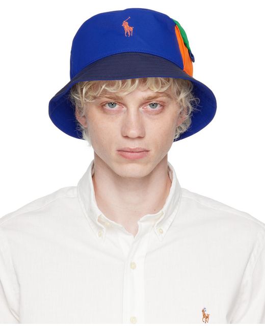 Polo Ralph Lauren Blue Flap Pocket Bucket Hat for men