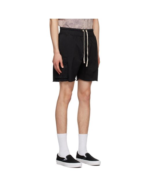 Les Tien Black Cargo Pocket Shorts for men