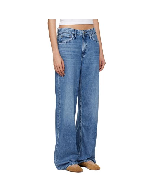Rag & Bone Blue 'The Logan' Mid-Rise Wide Leg Jeans