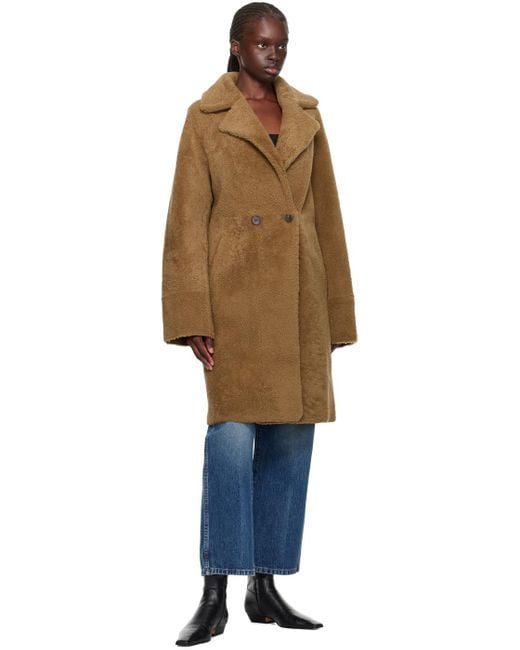 Meteo by Yves Salomon Blue Double-breasted Reversible Shearling Coat