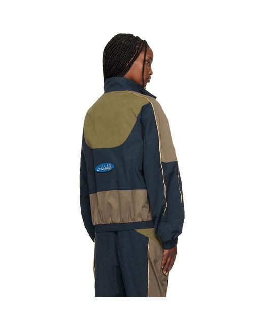 ANDERSSON BELL Blue Khaki Color Block Nylon Track Jacket