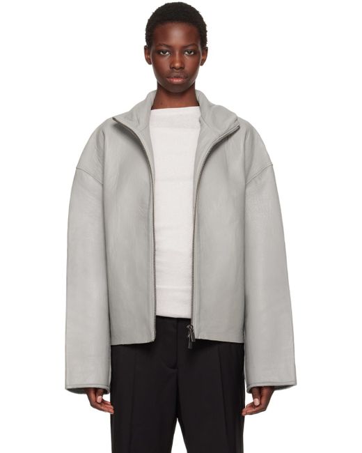 REMAIN Birger Christensen Gray Bonded Leather Jacket