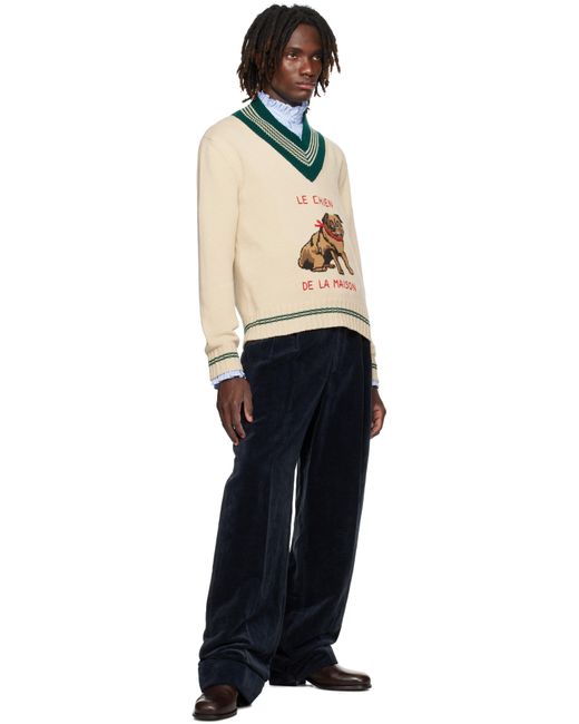 メンズ Valentino ベージュ 'Le Chien De La Maison' ジャカード ウール セーター Black