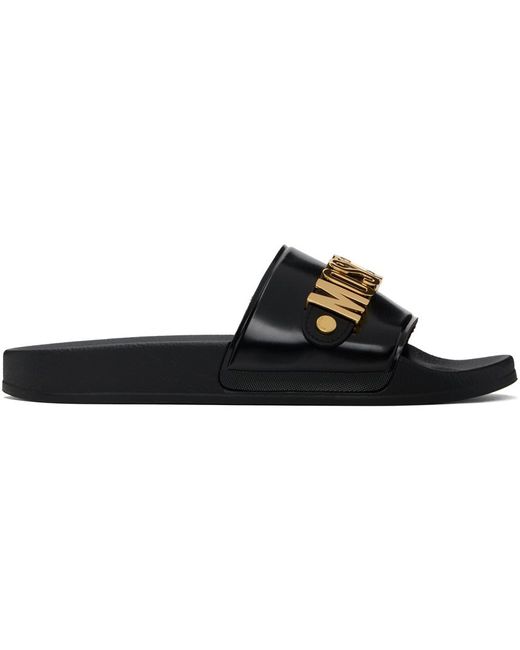 Sandales à enfiler noires en pvc à logo Moschino pour homme en coloris Black