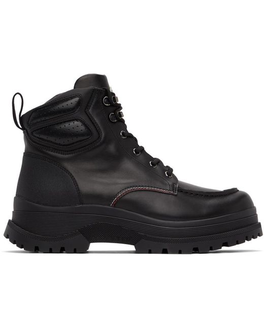 Moncler Black Leather Ulderic Boots for men