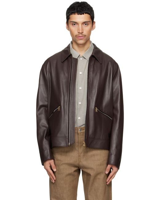 Paul Smith メンズ ブラック ブラウン ナッパ レザージャケット 【公式