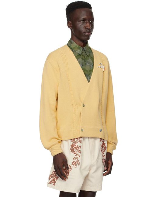 Bode Orange Yellow Double-breasted Cardigan for men
