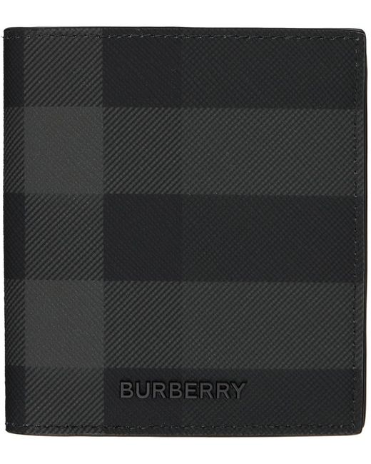 Burberry Black Check Bifold Wallet for men