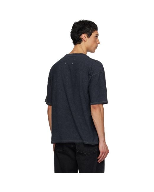 Maison Margiela Blue Exposed Seam T-Shirt for men