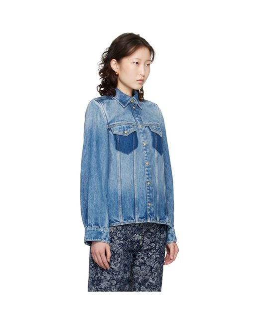 Ganni Blue Light Weight Denim Shirt