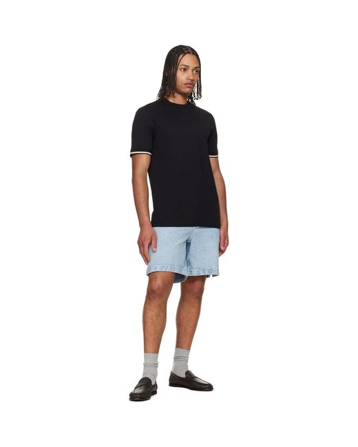 Boss Black Cotton-Jersey Signature-Stripe Cuffs T-Shirt for men