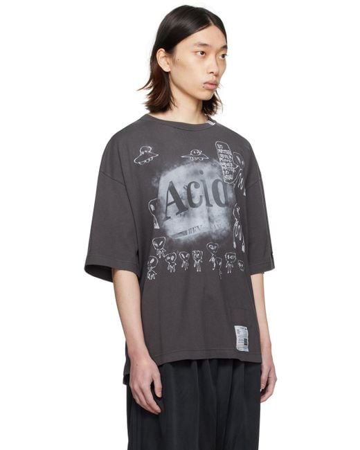 Maison Mihara Yasuhiro Black Miharayasuhiro Gray 'acid' T-shirt for men