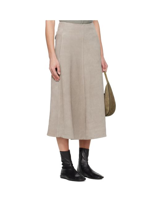 Rier Natural Crust Suede Midi Skirt