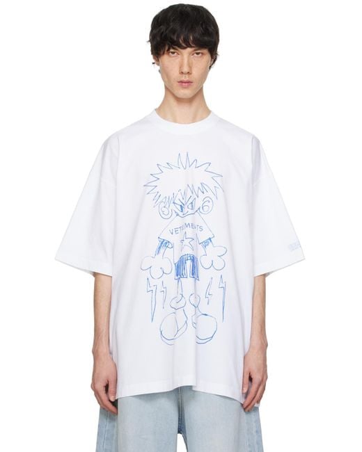 Vetements White Scribbled Teen T-shirt for men