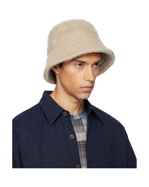 Dries Van Noten Blue Wool Mohair Bucket Hat for men