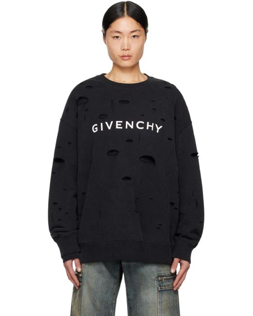 Givenchy Black Distressed Sweatshirt for men