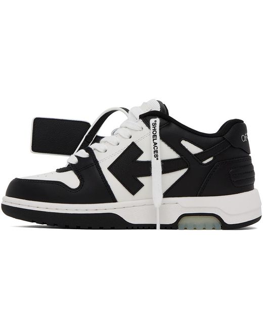 Off-White c/o Virgil Abloh Black Out Of Office Logo-embroidered Leather Low-top Trainers 7.