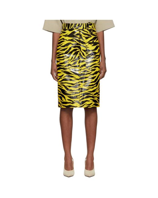 Kwaidan Editions Yellow Tiger-print Vinyl Skirt