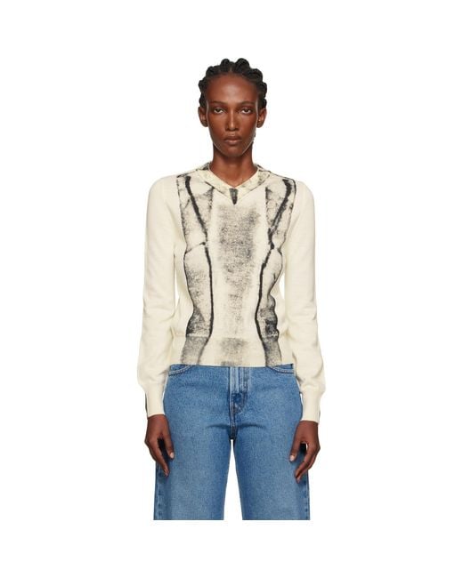 MM6 by Maison Margiela Blue Off- Folded Printed Gauge 14 V-Neck Sweater