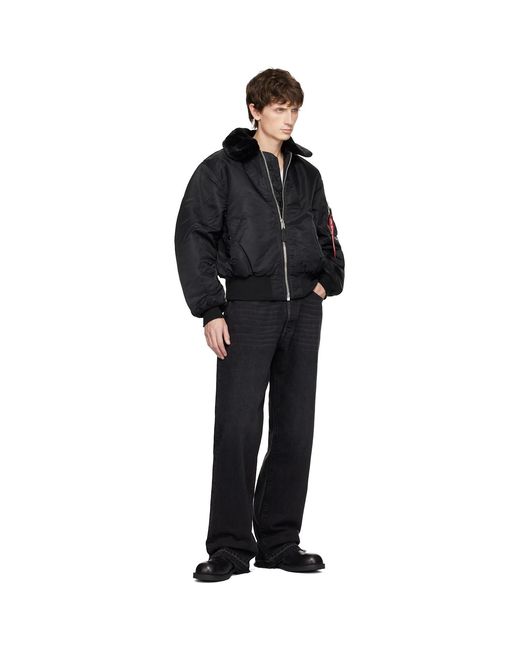 MASTERMIND WORLD Black Alpha Industries Edition B-15 Flight Reversible Bomber Jacket for men