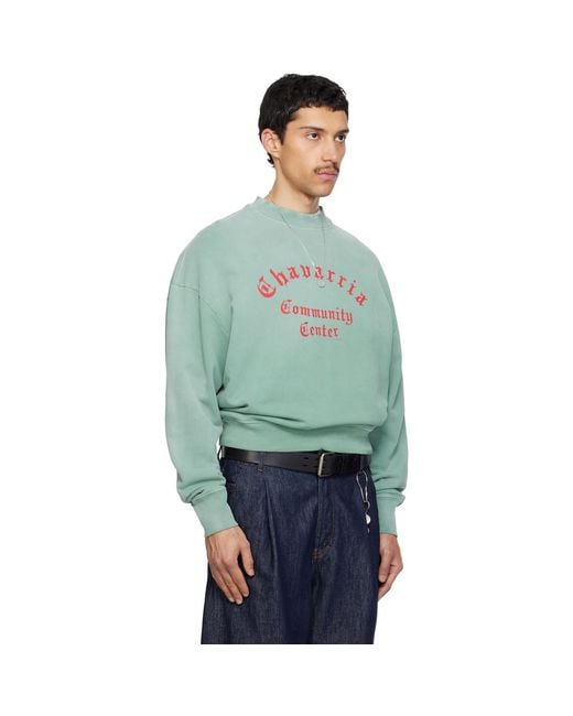 Willy Chavarria Green 'Chavarria Community Center' Hooligan Sweatshirt for men