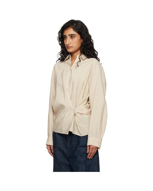Lemaire Blue Straight Collar Twisted Shirt