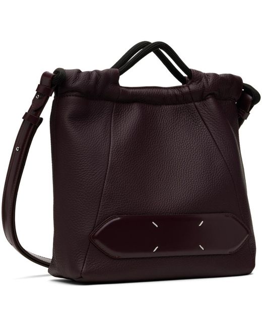 Maison Margiela Black Burgundy Soft 5ac Drawstring Small Bag