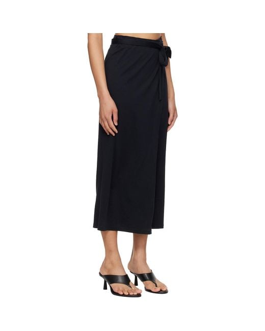 Totême Black Wrap Midi Skirt