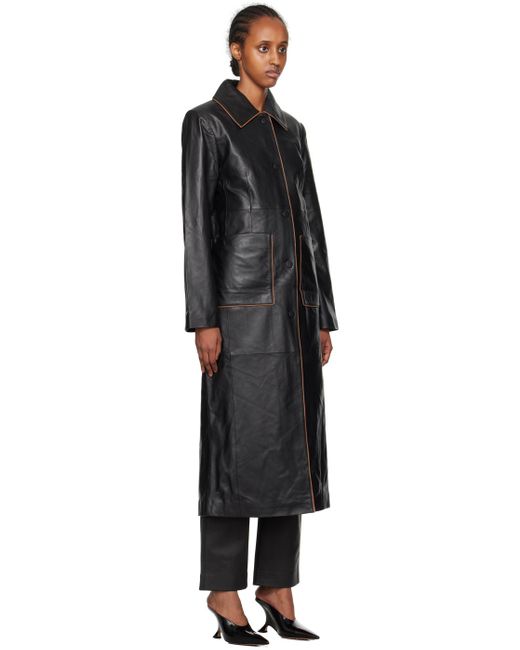 REMAIN Birger Christensen Black Semi-fitted Leather Coat for men