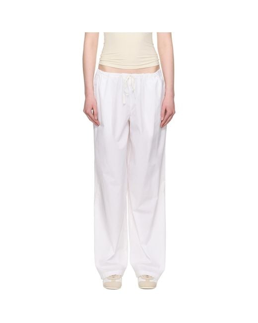 Skims White Cotton Poplin Straight Leg Pyjama Pants