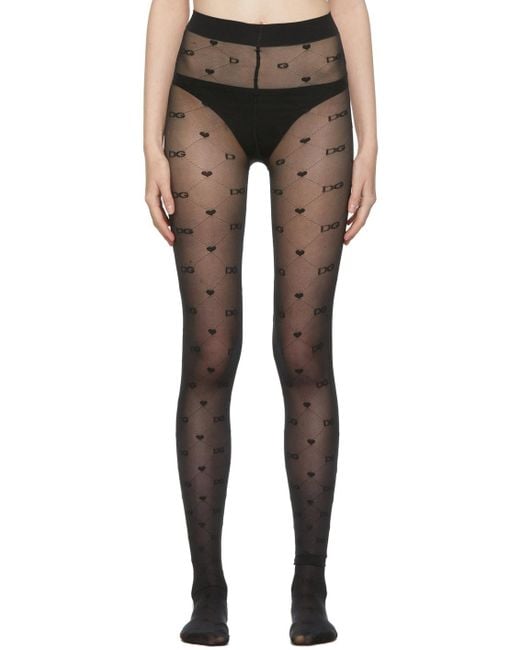 Dolce & Gabbana Dolcegabbana Dg Logo Jacquard Tights | Lyst