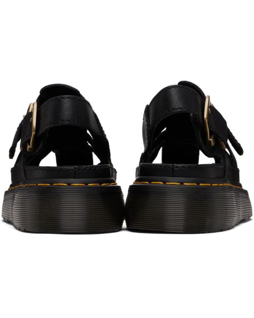 Dr. Martens Black Wrenlie Grizzly Leather Fisherman Sandals for men