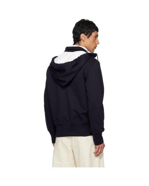 Dries Van Noten Blue Half-Zip Hoodie for men