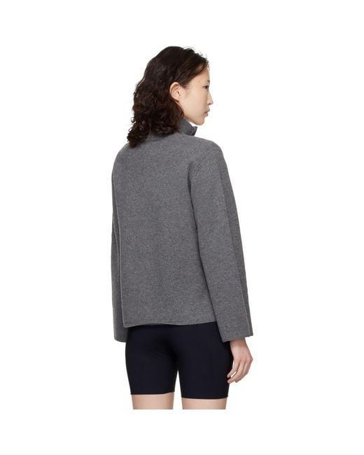 Loulou de Saison Gray Gabi Zipped Cashmere Sweater