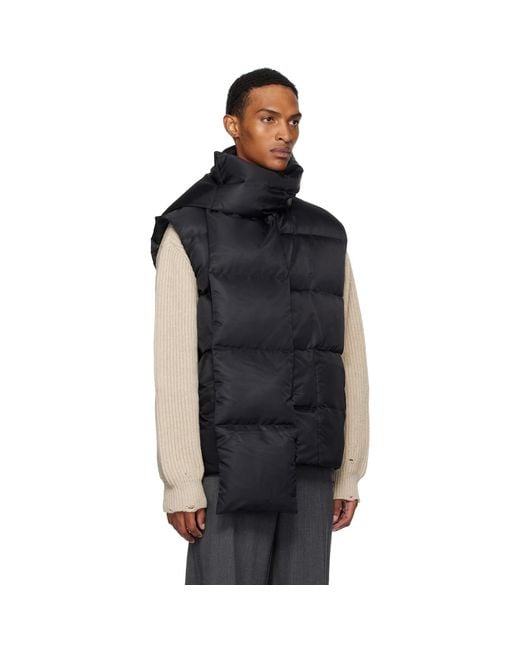MM6 by Maison Margiela Black Scarf Down Vest for men