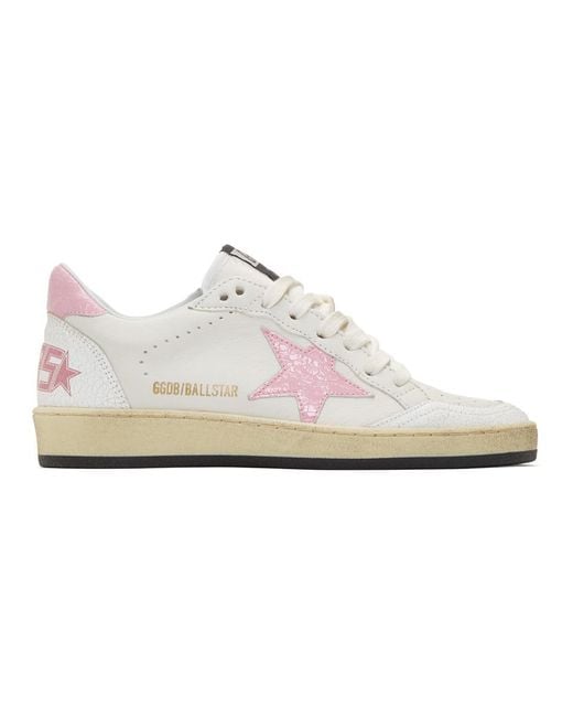 Golden Goose Deluxe Brand White And Pink Ball Star Sneakers